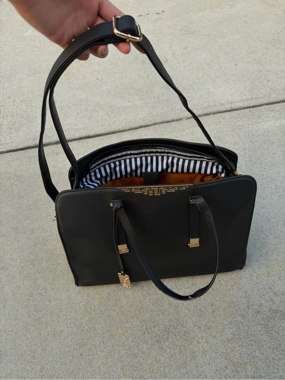 Black Laptop Work Tote Bag | Fits 15” Laptop | Crossbody & Shoulder Bag